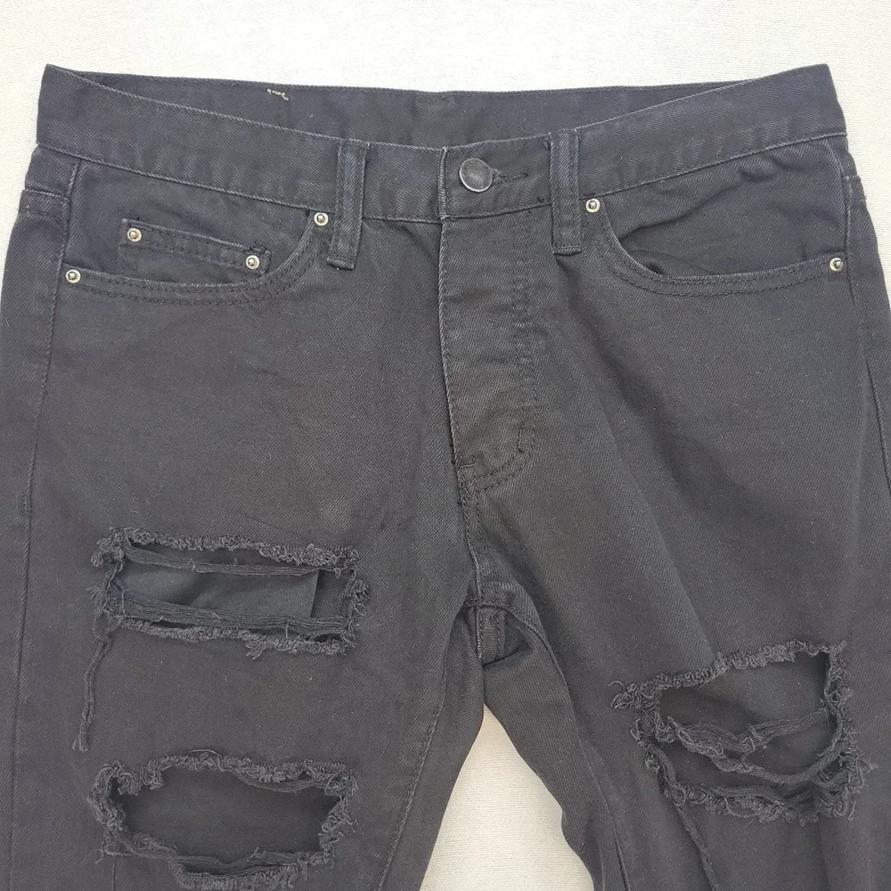 Mnml‎ Jeans Mens 29x31 Black Skinny Ankle Zip Distressed Streetwear Denim